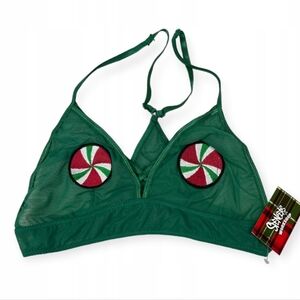 Spencer's Workshop Christmas Mint Bra Size S/M New With Tags Green Novelty
